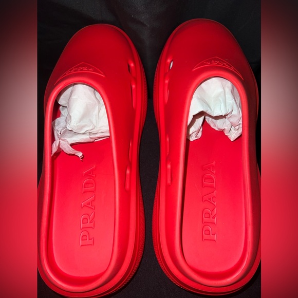 Prada Rubber Mules (Red Slides) - Picture 2 of 16
